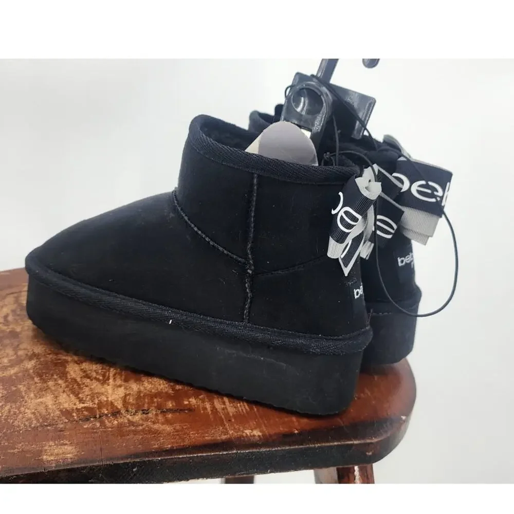New NWT Girls BEBE Black Mini Ankle Fur Line‎ Booties Size 11